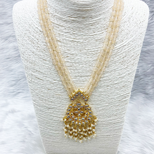 Taja Kundan Neutral Necklace Set - Gold
