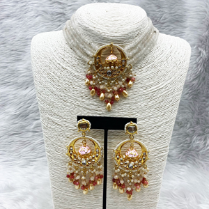  Jiu Neutral Kundan Choker Necklace Set - Gold