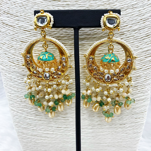 Jiu Mint Kundan Choker Necklace Set - Gold