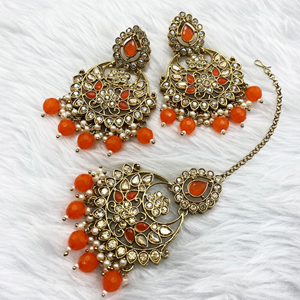 Jara Orange Necklace Set - Antique Gold