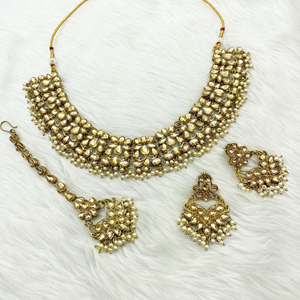 Abera -Gold Kundan Necklace Set - Antique Gold