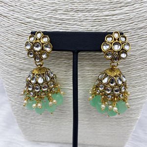 Diu Pista Kundan Necklace Set - Gold 