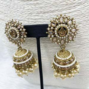 Raga - Pista Gold Polki Jhumka- Antique Gold