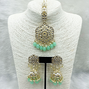 Llisa Pista Earring Tikka Set - Light Gold