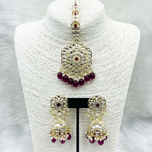 Llisa Purple Earring Tikka Set - Light Gold