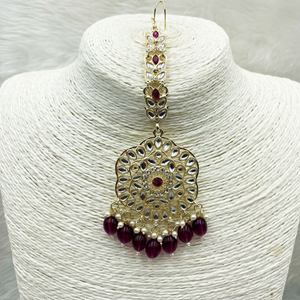 Llisa Purple Earring Tikka Set - Light Gold