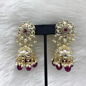 Llisa Purple Earring Tikka Set - Light Gold
