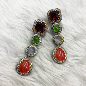 Yug Multicolour Earrings-Gun Metal
