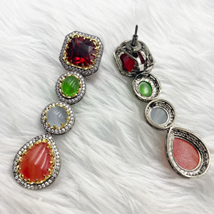 Yug Multicolour Earrings-Gun Metal