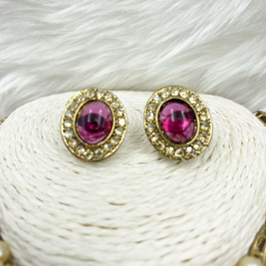 Eshti Purple Choker Necklace Set - Gold