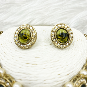 Eshti Olive Choker Necklace Set - Gold