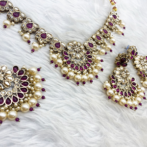 Vian Purple Necklace Set - Antique Gold