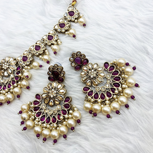 Vian Purple Necklace Set - Antique Gold