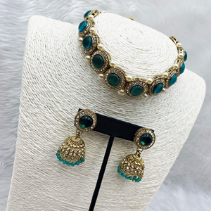 Yami Peacock Choker Necklace Set - Gold