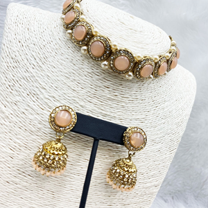 Yami Peach Choker Necklace Set - Gold
