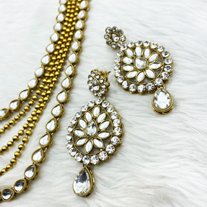 Dia White Stone Rani Haar Set - Antique Gold