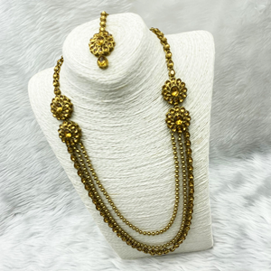 Nabi Gold Stone Rani Haar Set - Antique Gold