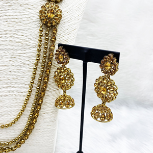Nabi Gold Stone Rani Haar Set - Antique Gold