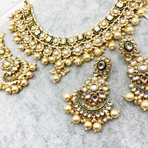 Jesi Kundan Necklace Set - Gold