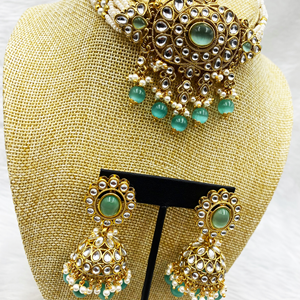 Ria Sage Kundan Choker Necklace Set - Gold