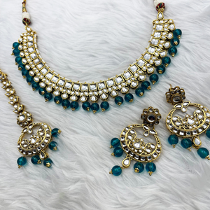 Kavi Kundan Peacock Necklace Set – Gold