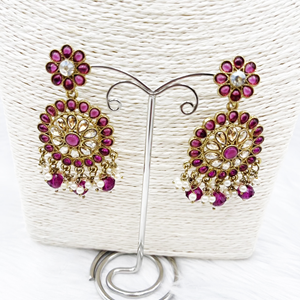 Viri Purple Choker Necklace Set- Antique Gold