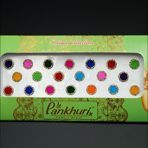 Pankhuri - Velvet Multi Pack of Round Gold Diamante Dot Bindi-10mm