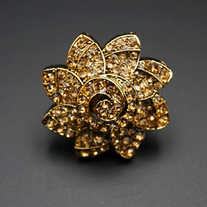 Saha Gold Diamante Stone Ring - Gold