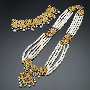 Dharma Gold Diamante And Pearl Bridal Set-Gold