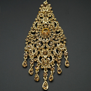 Nashi Gold Diamante Earring Tikka and Passa/Jhoomer Set - Gold