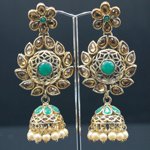 Nira Jade/Gold Choker Necklace Set - Gold