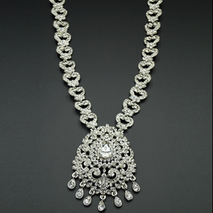 Barsha White Diamante Set-Silver