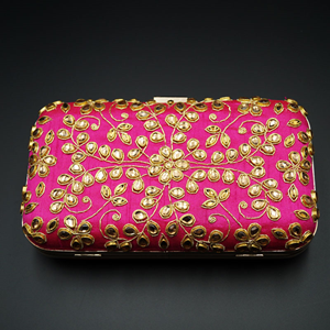 Radha Pink Kundan Clutch Bag