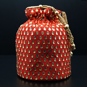 Binal Dark Red/Gold Potli Bag