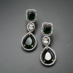 Vena Green/White Diamante Necklace Set - Antique Silver