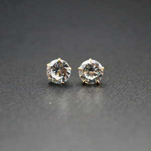 Disaha-  White Gemstones Earrings - Gold
