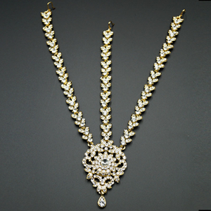 Yasti White Diamante Mathaa Pathi - Gold