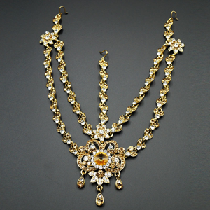 Liya Gold /White Diamante Mathaa Pathi - Gold