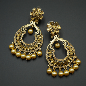 Harleen Gold Kundan Earrings - Gold