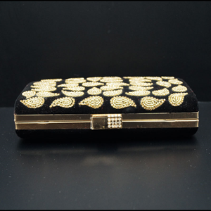 Johi Black- Gold Diamante Clutch Bag