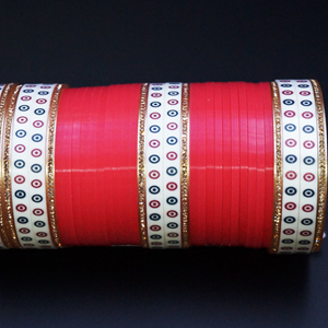 Traditional Bridal Choora - Coral