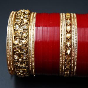 Vayu Bridal Choora Red - Antique Gold