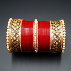 Bella Bridal Choora Red - Antique Gold