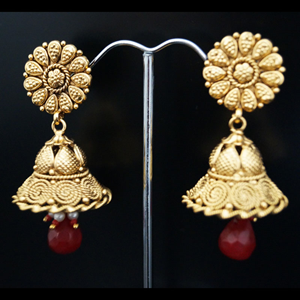 Aru Maroon Chumka Earrings - Antique Gold