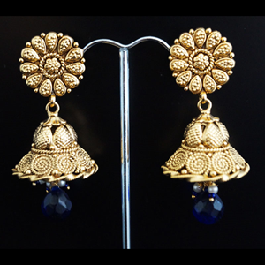 Aru Blue Chumka Earrings - Antique Gold