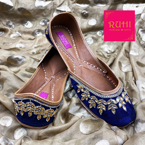 Kena Navy Blue Leather Jutti