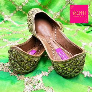 Neea Antique Gold Leather Jutti