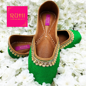 Saci Green Leather Jutti